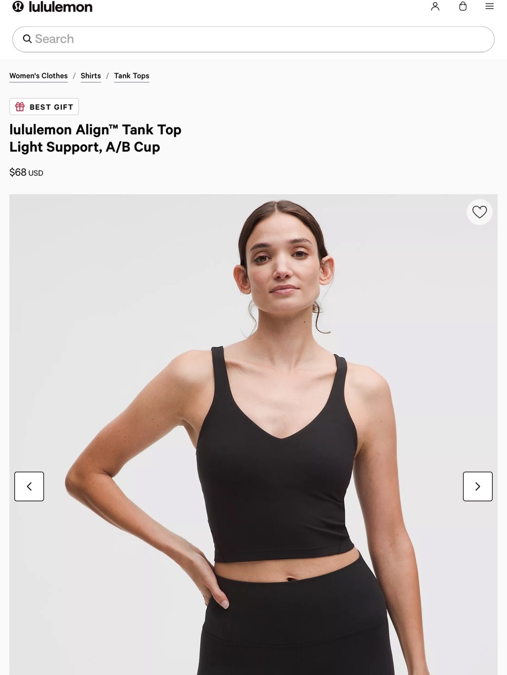 lululemon athletica Black V-Neck Cropped Tank